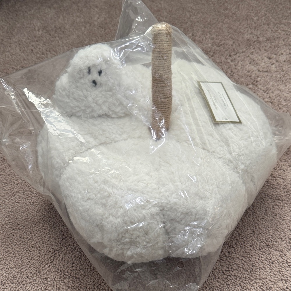 cupcakes & cashmere Halloween Faux Sherpa Pumpkin With Ghost Holiday Decor - Picture 2 of 6